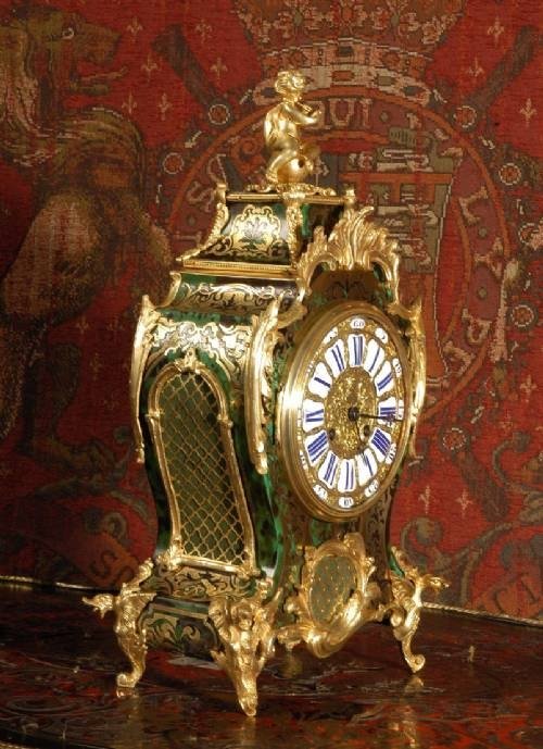 fig 2. ****** SOLD ***** GREEN BOULLE BRACKET CLOCK ANTIQUE FRENCH C1880